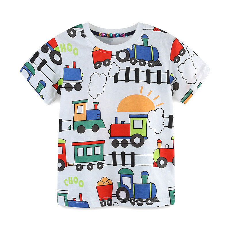 Boy's Train Print Half-Sleeve T-Shirt