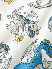 Boy's White Dragon Print Half-Sleeve T-Shirt