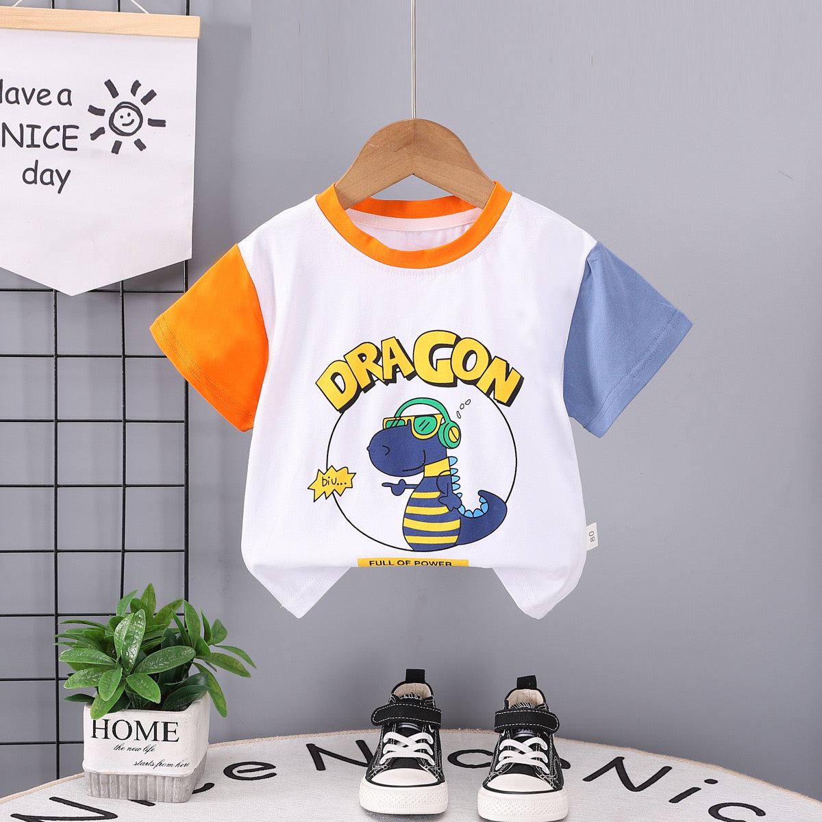 Boy's Dragon Print Half-Sleeve T-Shirt – Googo Gaaga