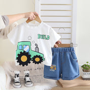 Boy's White Zeep Print T-Shirt & Shorts Set