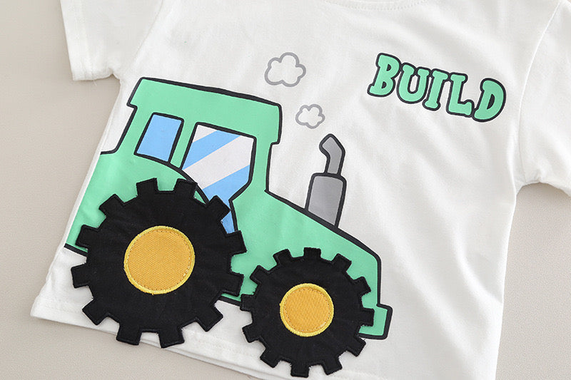 Boy's White Zeep Print T-Shirt & Shorts Set