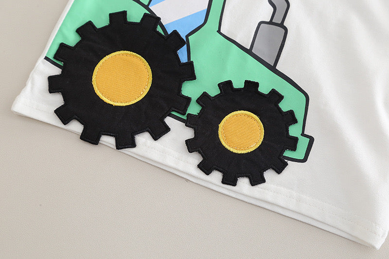 Boy's White Zeep Print T-Shirt & Shorts Set