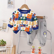 Boy's Multicolor Print Sweatshirt & Pants Set