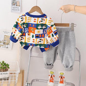 Boy's Multicolor Print Sweatshirt & Pants Set