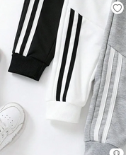 Boy's 3-Pack White, Grey & Black Striped Joggers