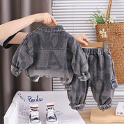 Boys Charcoal Denim Set with SweaSweatshirt