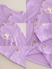 Girls Lavender Kitty Jacket with Denim Pant