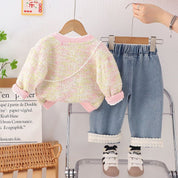 Pink Rabbit Jacket With Denim Pant