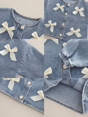 Girls Denim Jacket With Pink SweaSweatshirt And Pant