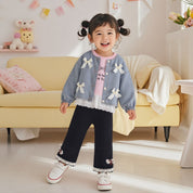 Girls Denim Jacket With Pink SweaSweatshirt And Pant