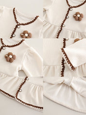 Girls White jacket With White Flower and Pant