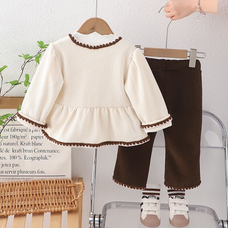 Girls White jacket With White Flower and Pant