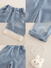 Pink Rabbit Jacket With Denim Pant