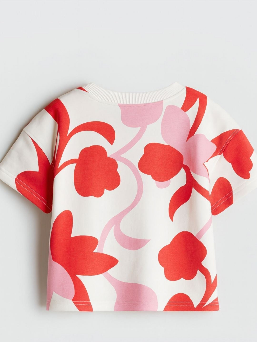 Girls Floral Printed Cotton Round Neck T-shirt