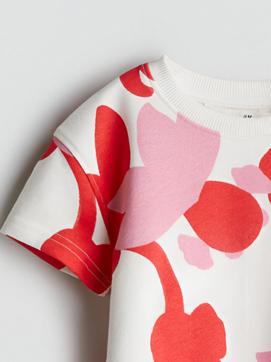 Girls Floral Printed Cotton Round Neck T-shirt