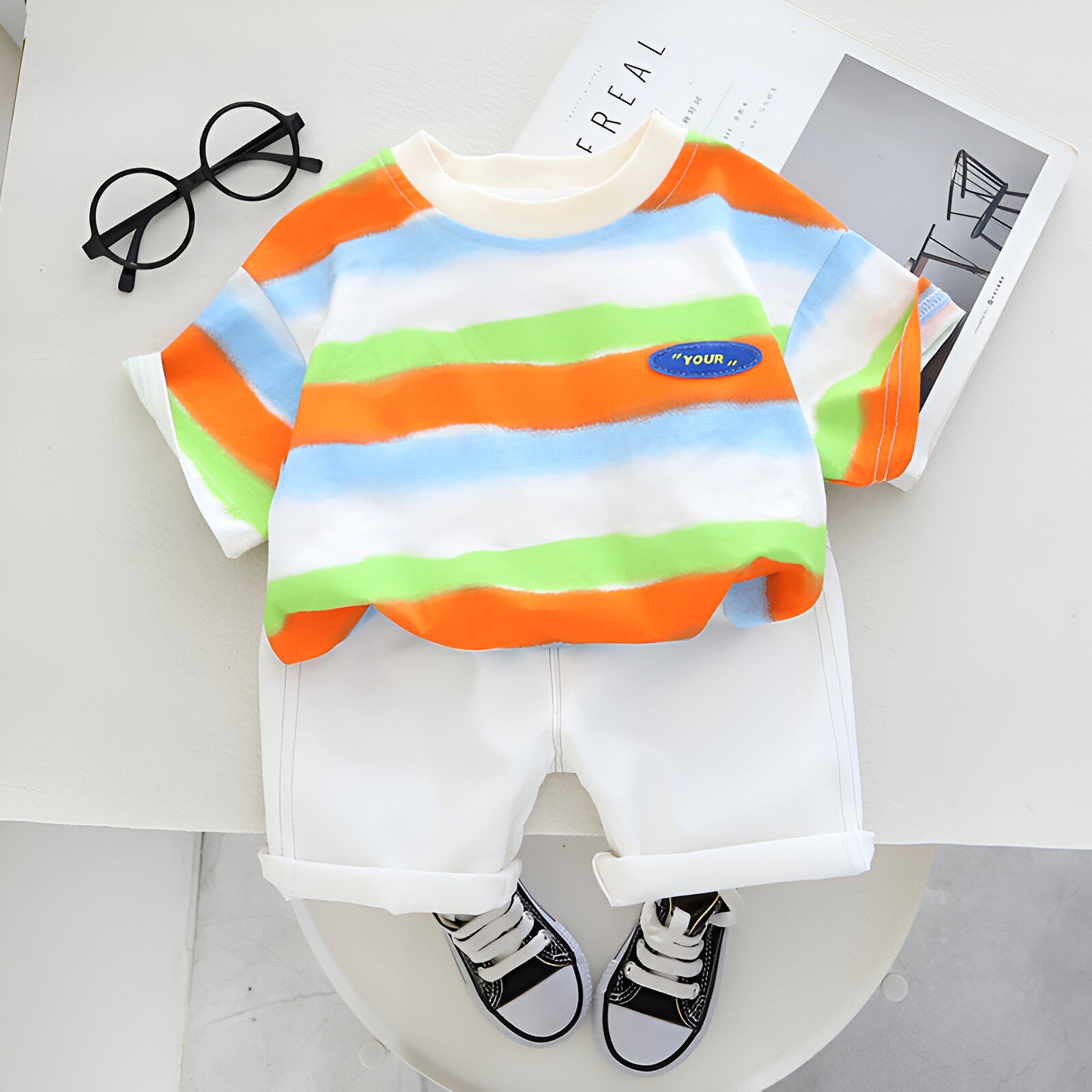 Boy's Multicolor Print T-Shirt & Shorts Set
