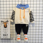 Boys Cotton Full Sleeves Sweatshirt & Joggers Set Pack Of 2  - Cream Hoody & Cream DinoSaur
