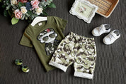 Boy's Green Army Print T-Shirt & Shorts Set