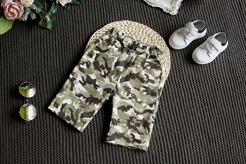 Boy's Green Army Print T-Shirt & Shorts Set