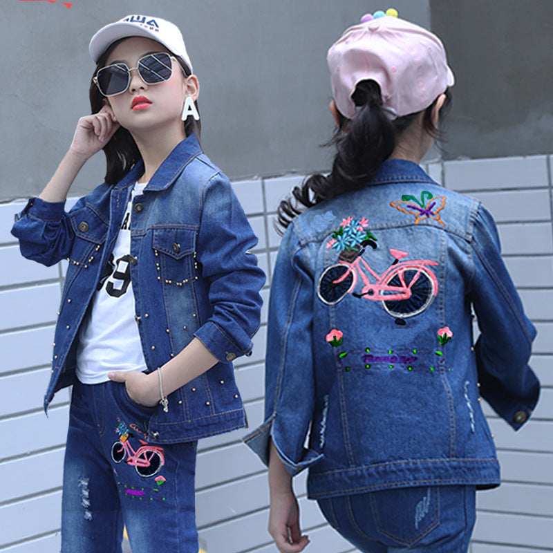 Girl's Jeans Jacket Pants Set