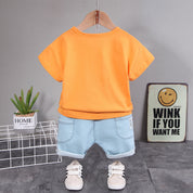 Boy's Multicolor Teddy Print T-Shirt & Shorts Set