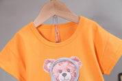 Boy's Multicolor Teddy Print T-Shirt & Shorts Set