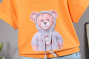 Boy's Multicolor Teddy Print T-Shirt & Shorts Set
