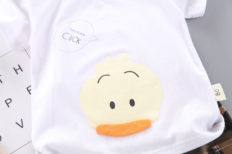Boy's Multicolor Duck Print T-Shirt & Shorts Set