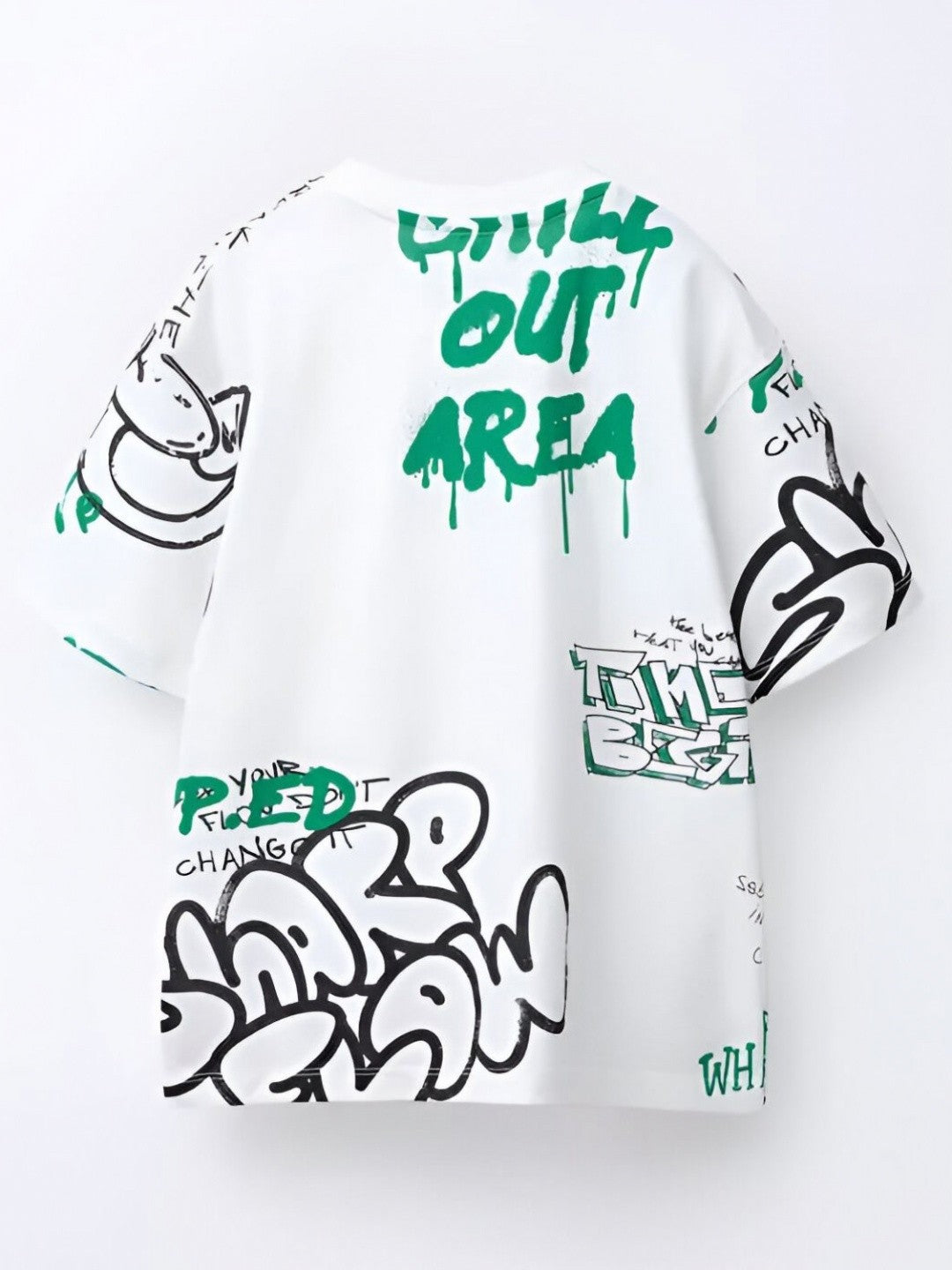 Boys Printed Round Neck Drop-Shoulder Sleeves Pure Cotton T-shirt