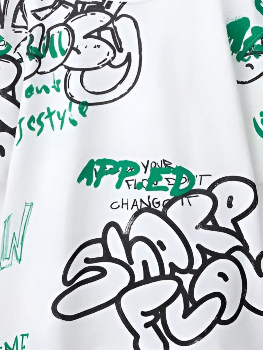 Boys Printed Round Neck Drop-Shoulder Sleeves Pure Cotton T-shirt