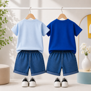 Googo Gaaga Boys Cotton Cat & Dog Printed T-Shirt & Shorts Set pack of 2 - Blue