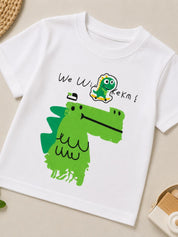 Googo Gaaga Girls Cotton Cherry & Dino Printed T-Shirt & Shorts Set pack of 2 - Green & White