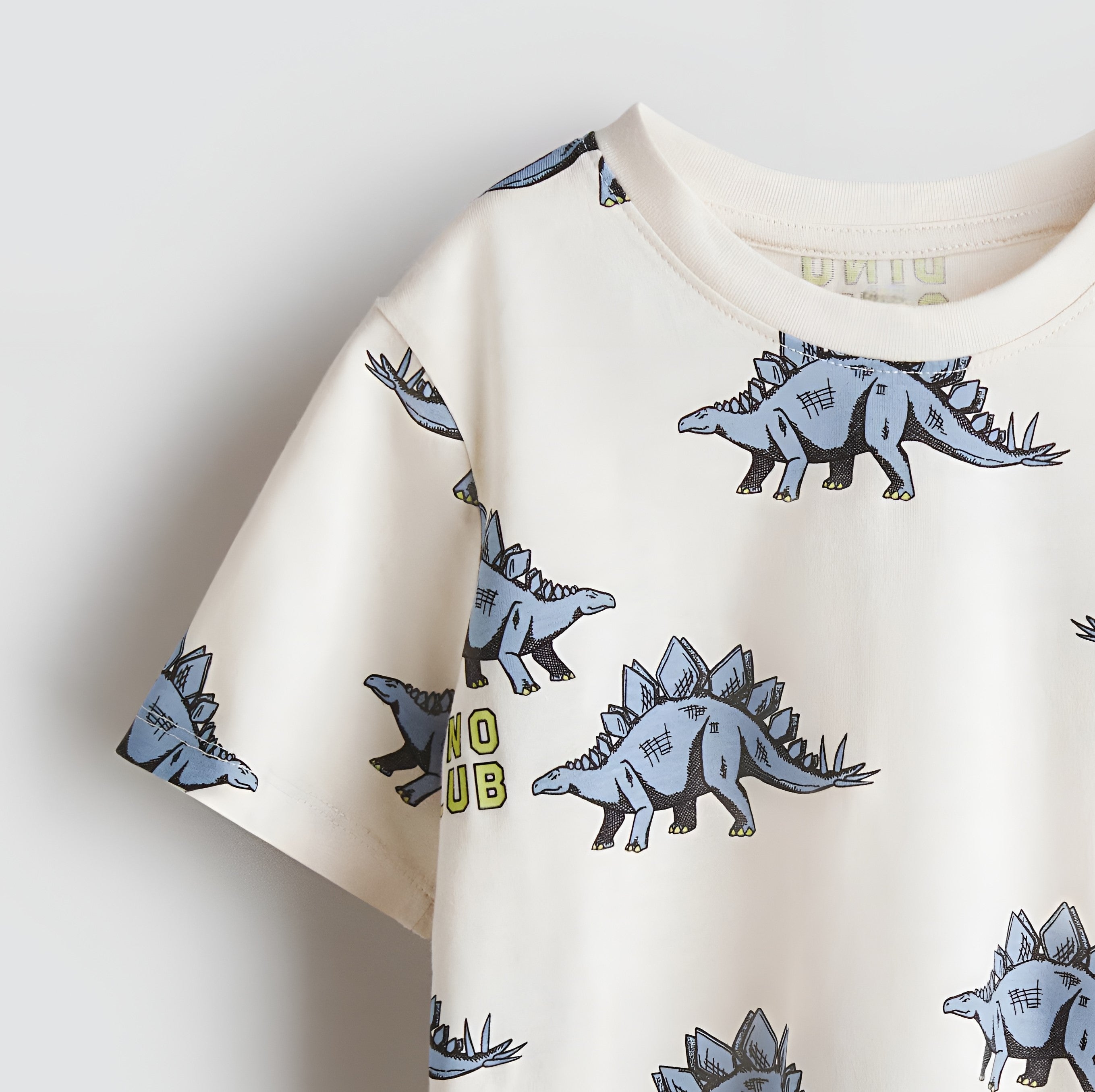 Boy's Dino Club Print Half-Sleeve T-Shirt - White