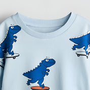 Boy's SkateDino Print Half-Sleeve T-Shirt - Blue