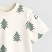 Boy's Christmas Tree Print Half-Sleeve T-Shirt - White