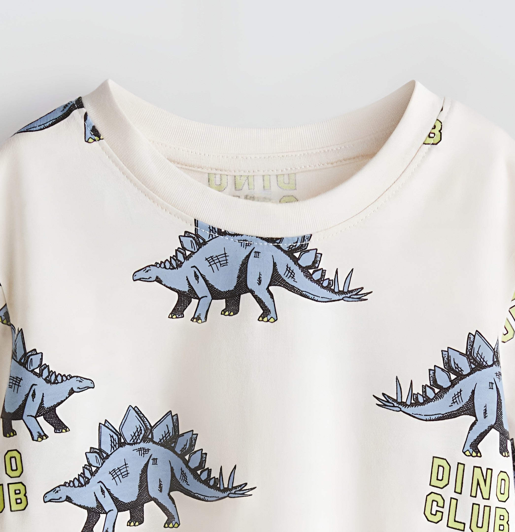 Boy's Dino Club Print Half-Sleeve T-Shirt - White