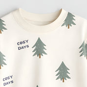 Boy's Christmas Tree Print Half-Sleeve T-Shirt - White