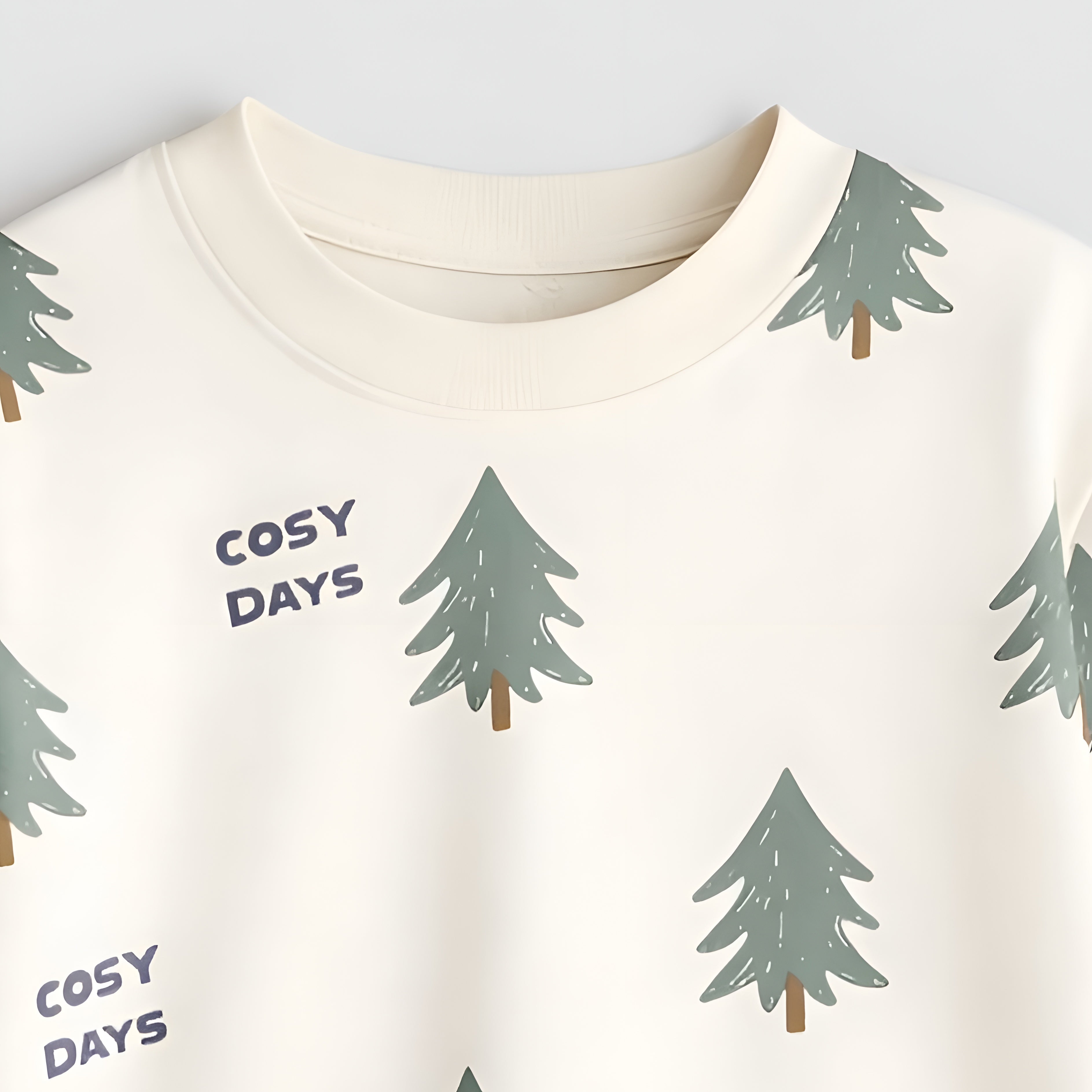 Boy's Christmas Tree Print Half-Sleeve T-Shirt - White