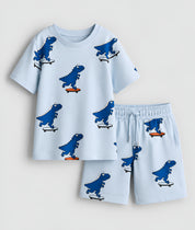 Googo Gaaga Boys Cotton Printed T-Shirt & Shorts Set - Dino Skate