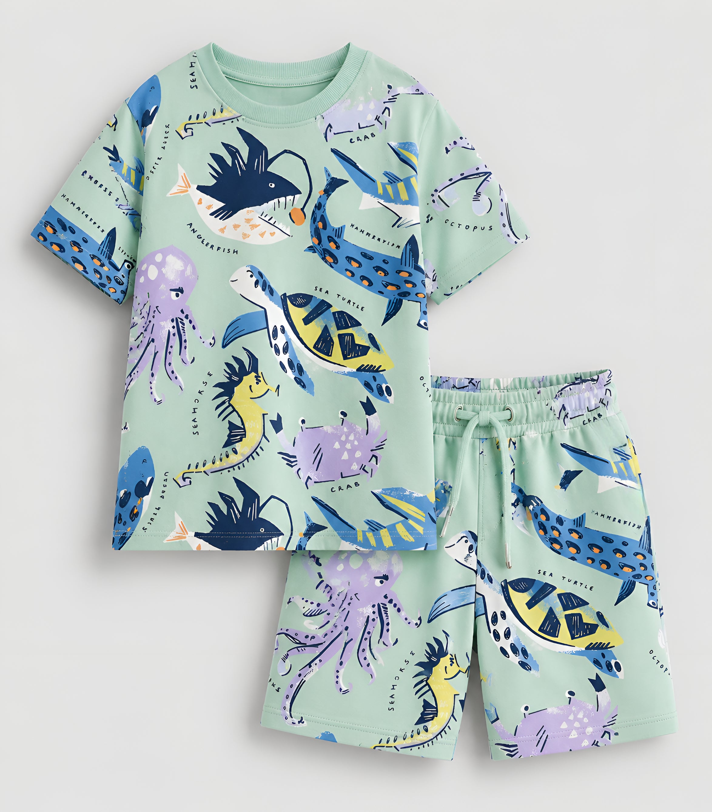 Googo Gaaga Boys Cotton  Printed T-Shirt & Shorts Set - Octopus