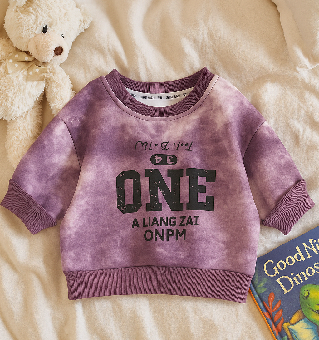 Boy's Cotton Knit Light Winter Full Sleeves Text Print Sweatshirt - Purple