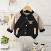 Boy's Cotton Knit Light Winter Text Printed Jacket With Joggers Pant Set - Black