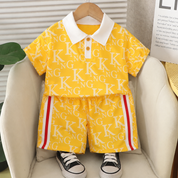 Googo Gaaga Boys Cotton King Printed T-Shirt & Shorts Set - Yellow