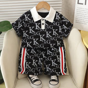 Googo Gaaga Boys Cotton King Printed T-Shirt & Shorts Set - Black