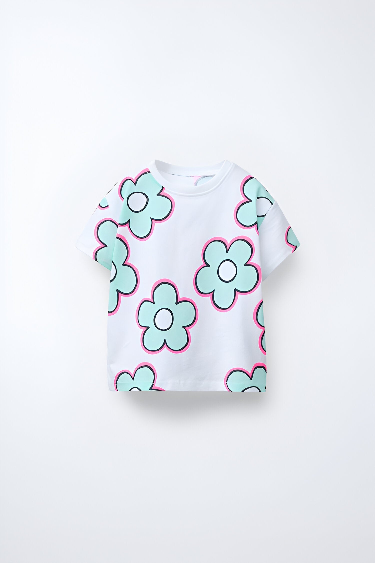 Googo Gaaga GIrls Flower Printed T-shirt in White