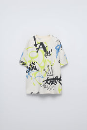 Googo Gaaga Boys Graffiti Print T-shirt in White