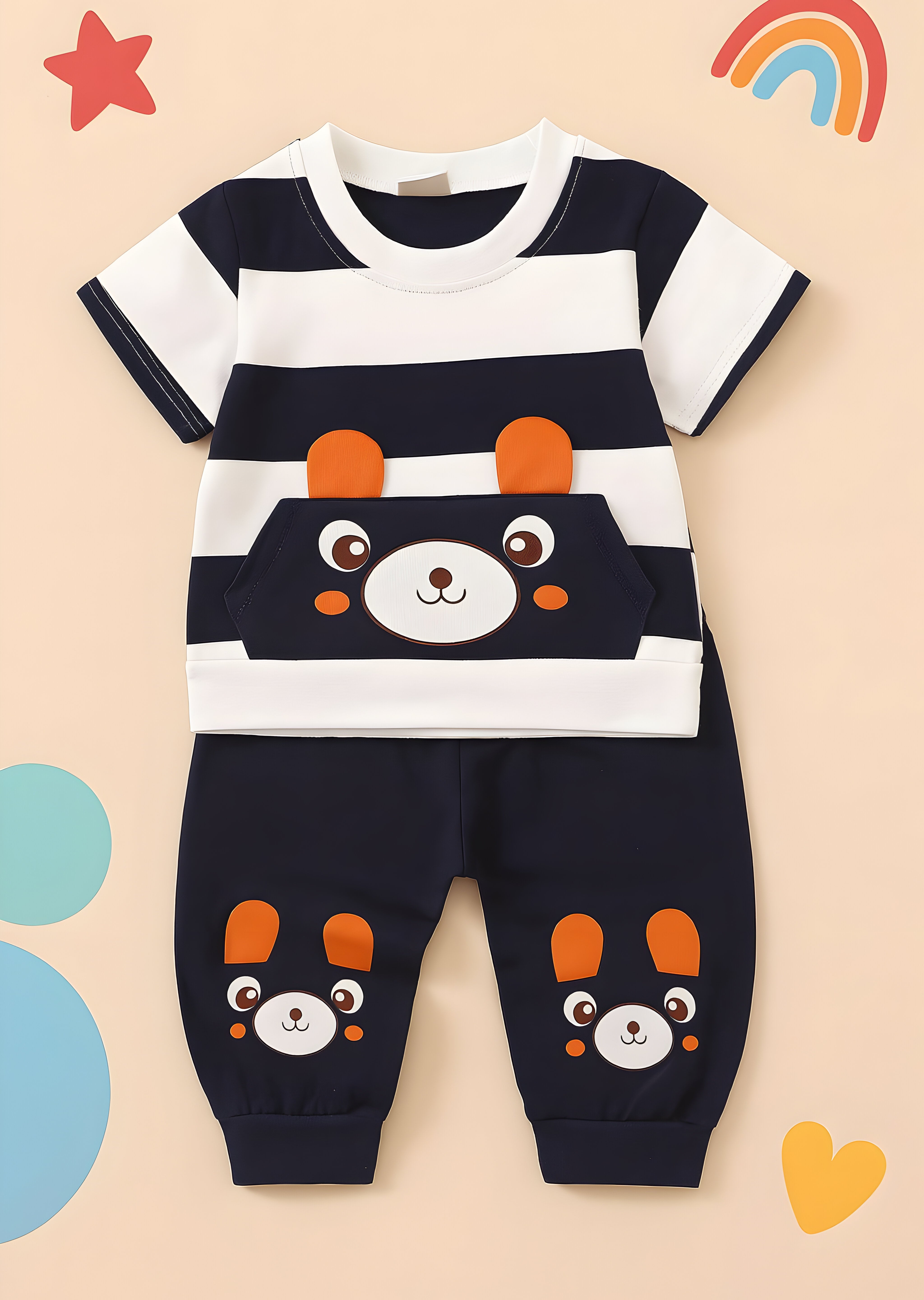 Boy's Navy Bunny Print T-Shirt & Pant Set
