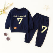 Boys Cotton Light Winter Knit Full Sleeves Text Printed Sweatshirt With Joggers Set Pack of 2