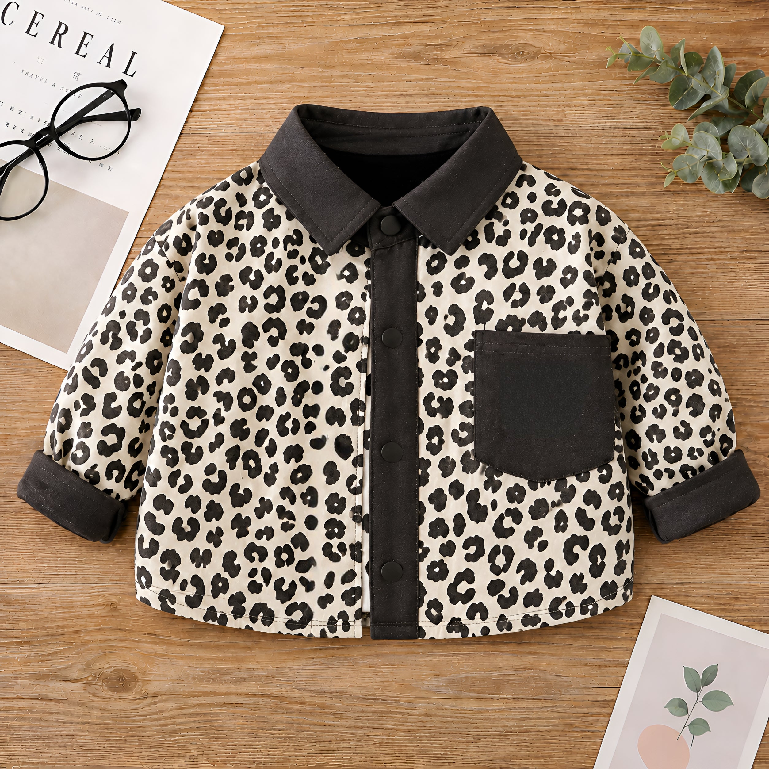 Googo Gaaga Boys Cotton AOP Panther Printed Shirt - Black