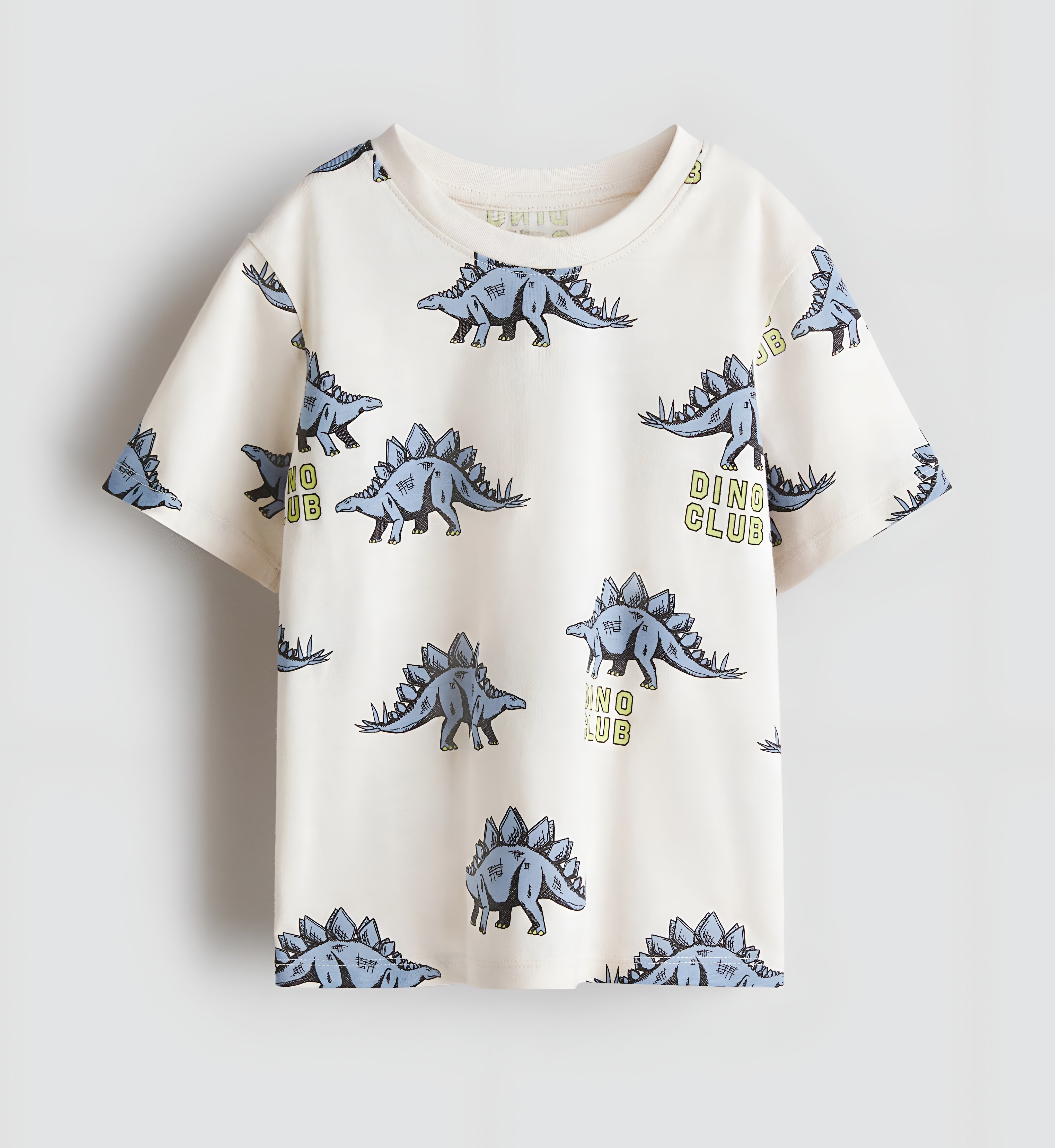 Boy's Dino Club Print Half-Sleeve T-Shirt - White